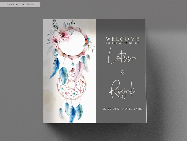 Beautiful Flower and Dreamcatcher Invitation Card Template – Free PSD Download