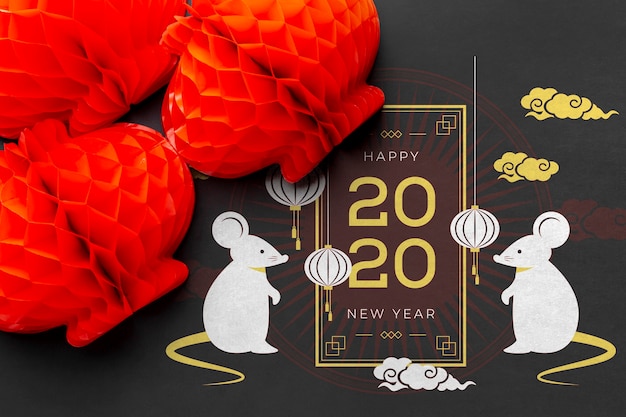 Beautiful happy chinese new year mock-up