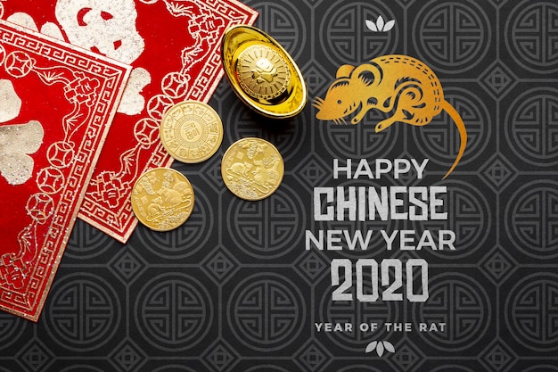 Beautiful happy chinese new year mock-up