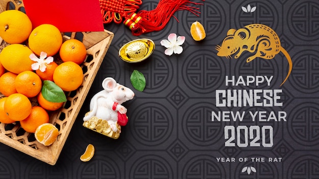 Beautiful happy chinese new year mock-up