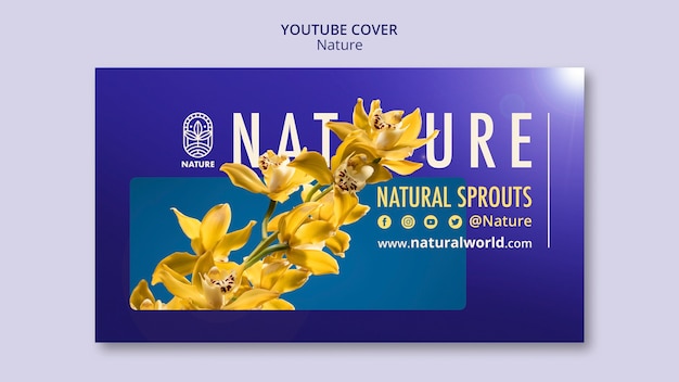 PSD gratuito bella copertina di youtube della natura