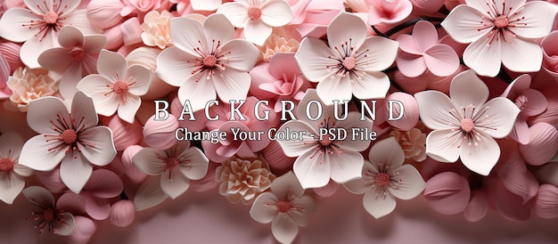 PSD gratuito bellissimi fiori di dalia rosa e bianca sullo sfondo floreale