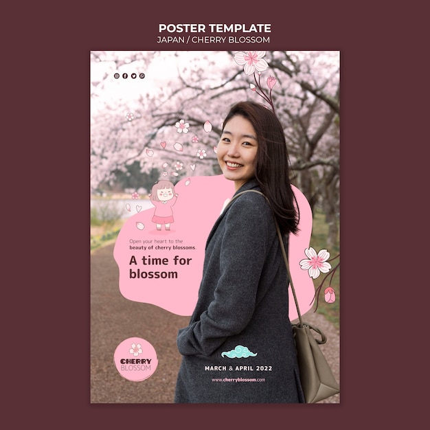 Free PSD beautiful poster japan template