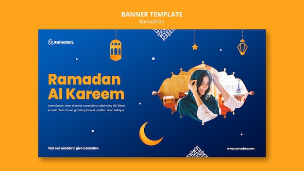 PSD gratuito bellissimo modello di banner di ramadan