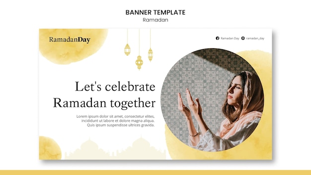 Bellissimo banner orizzontale di ramadan con foto