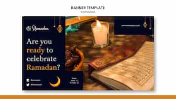 Free PSD beautiful ramadan horizontal banner