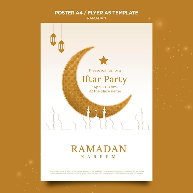 Free PSD beautiful ramadan poster template