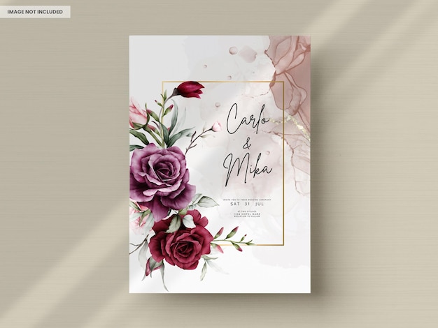 Beautiful roses wedding invitation card set