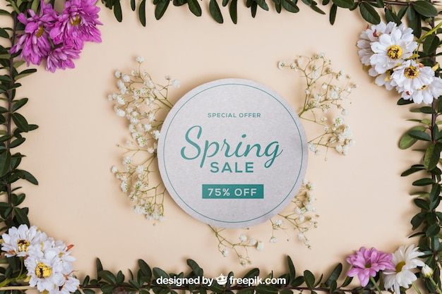 Download Free Psd Flat Lay Round Card Mockup For Spring