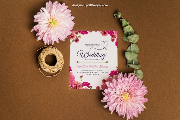 Free PSD beautiful stationery wedding mockup