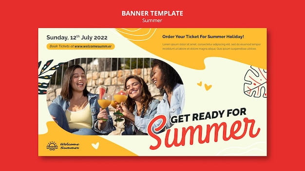 Free PSD beautiful summer template banner