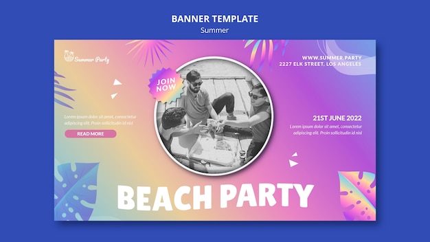 Free PSD beautiful summer template banner