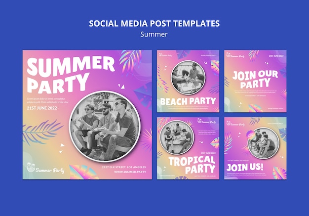 Beautiful summer template instagram posts