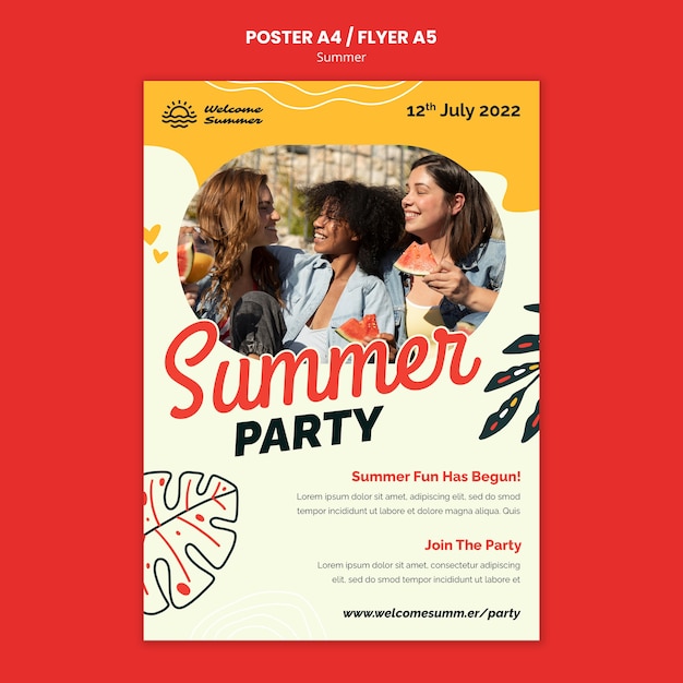 Free PSD beautiful summer template poster