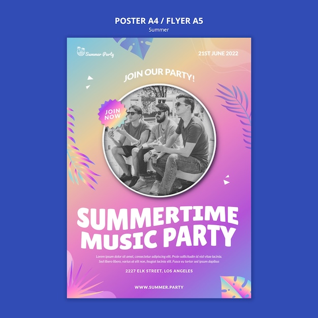 Free PSD beautiful summer template poster