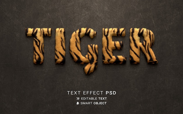 Beautiful tiger text effect Free Psd