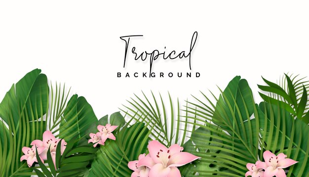 Free PSD beautiful tropical leaves background