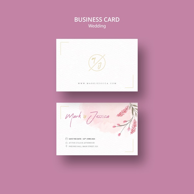 Beautiful wedding business card mock-up