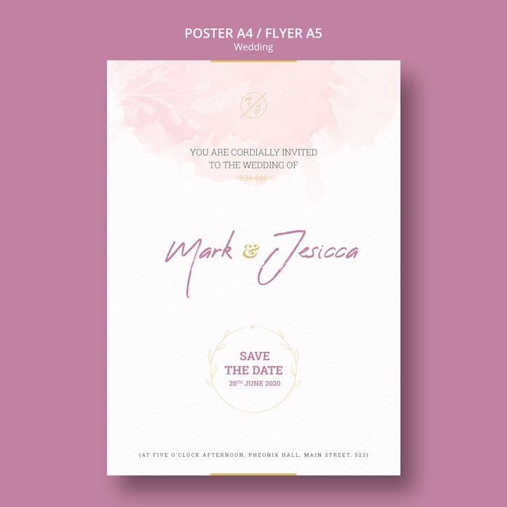 Free PSD beautiful wedding flyer mock-up