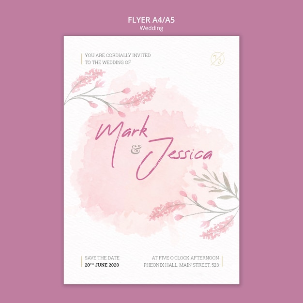 Beautiful wedding flyer mock-up