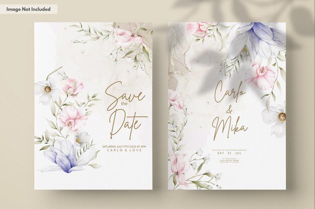 beautiful wedding invitation card with elegant vintage floral