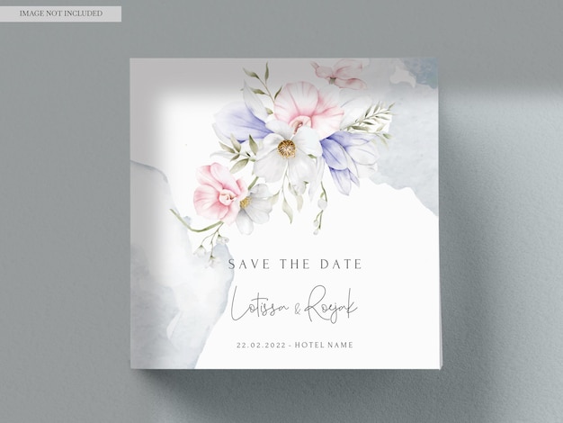 Free PSD beautiful wedding invitation card with elegant vintage floral