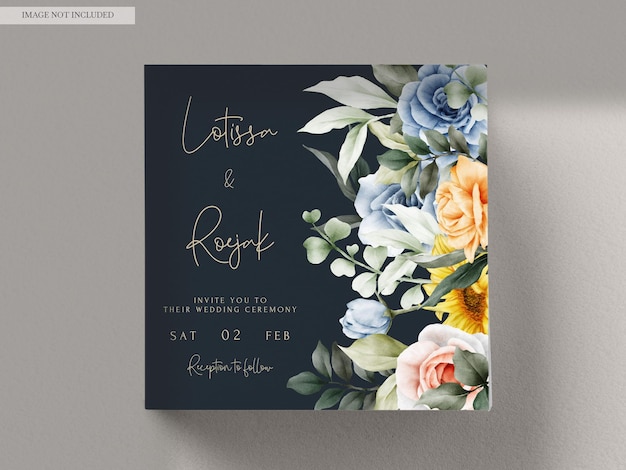 beautiful wedding invitation template with spring flower