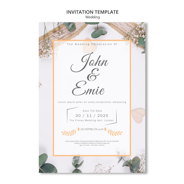 Beautiful wedding invitation with pretty ornaments 