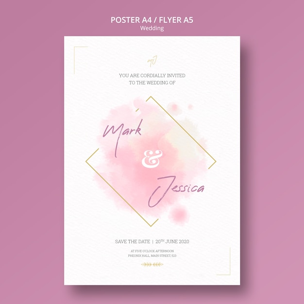 Free PSD beautiful wedding poster mock-up