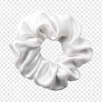 Free PSD beautiful white silk scrunchie isolated on transparent background