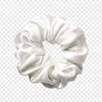 Free PSD beautiful white silk scrunchie isolated on transparent background