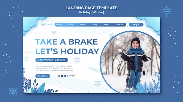 Free PSD beautiful winter holiday landing page template