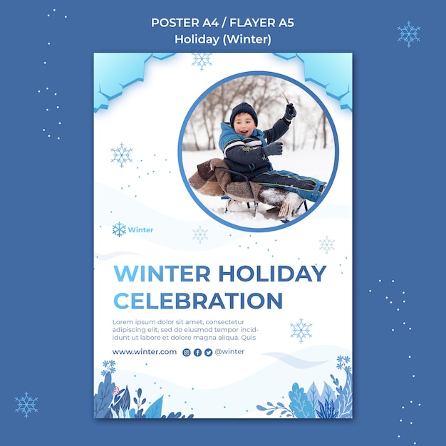 Free PSD beautiful winter holiday poster or flyer template