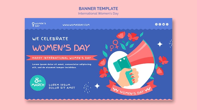 Beautiful women's day banner template illustrated