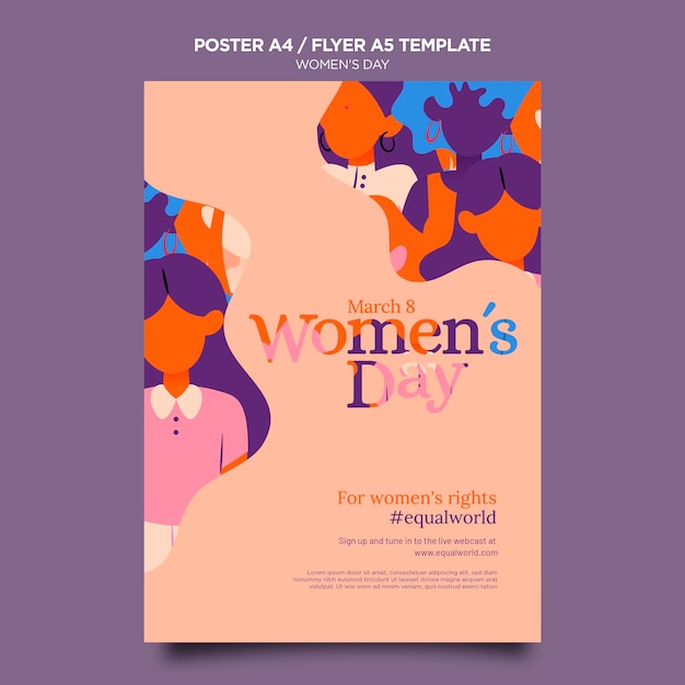 Free PSD beautiful women's day flyer template illustrated