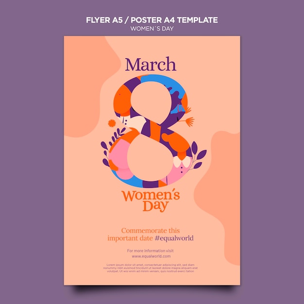 Free PSD beautiful women's day flyer template illustrated