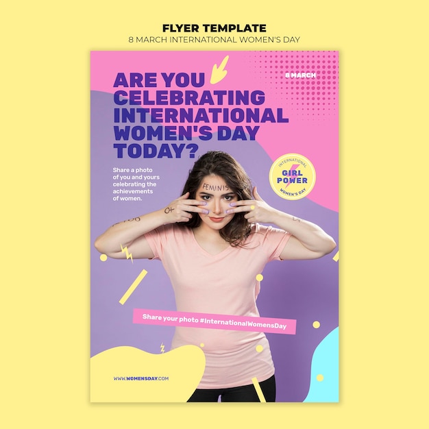 Free PSD beautiful women's day flyer template with photo