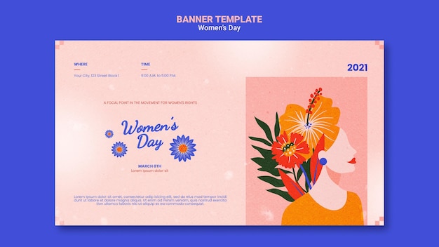 Beautiful women's day horizontal banner illustrated