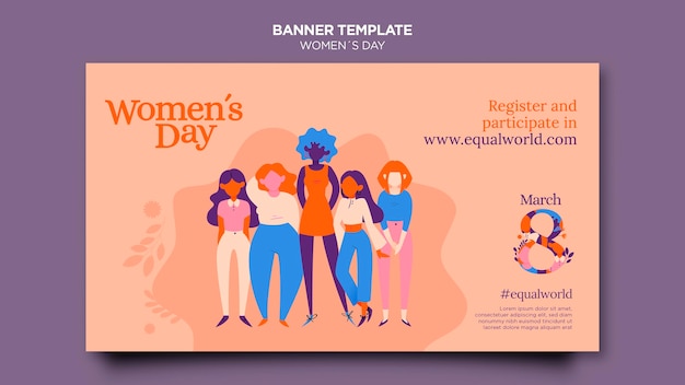 Free PSD beautiful women's day horizontal banner template illustrated