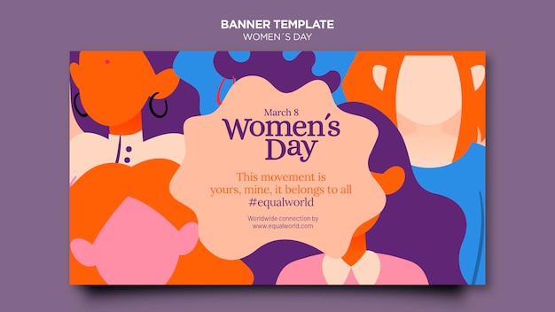 Free PSD beautiful women's day horizontal banner template illustrated