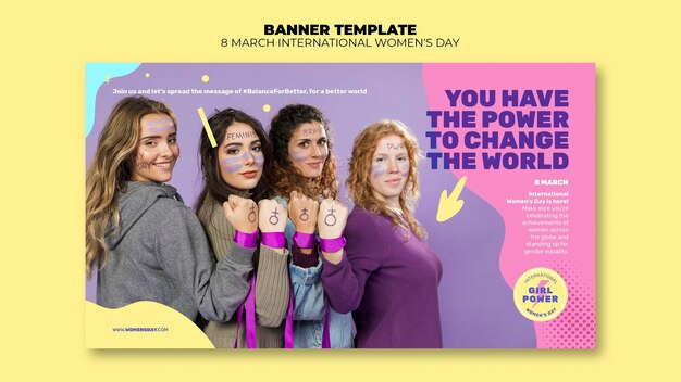 beautiful women's day horizontal banner template with photo
