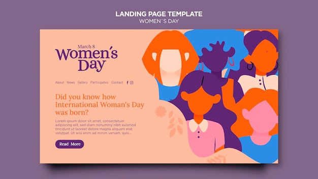 Beautiful women's day landing page template