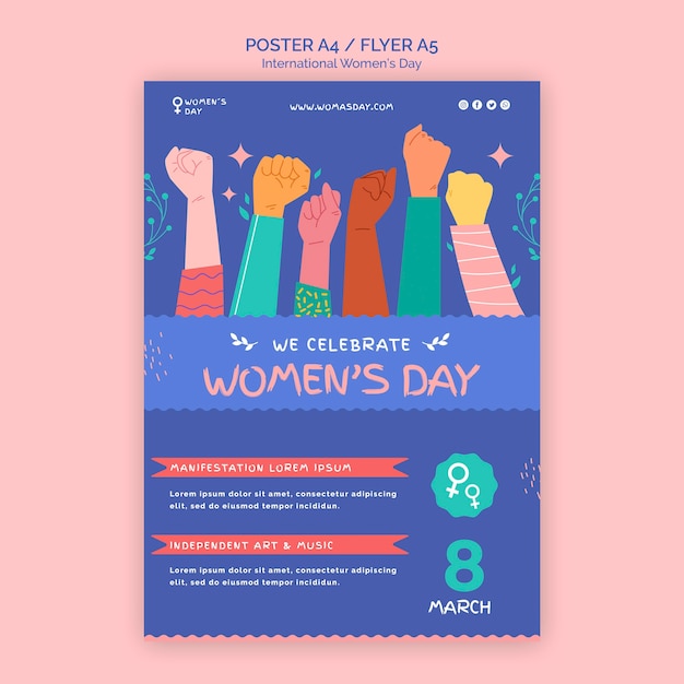 Free PSD beautiful women's day poster template