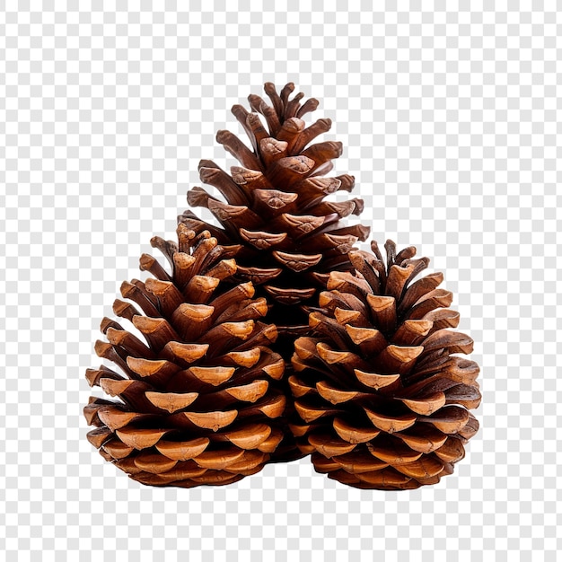 Beautifully decorated modern handmade large pine cones isolated on transparent background