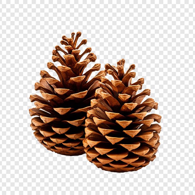 Beautifully decorated modern handmade large pine cones isolated on transparent background