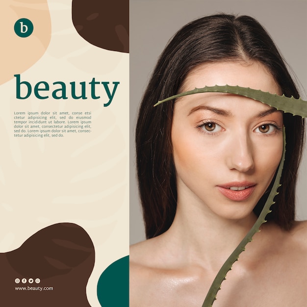 Free PSD beauty banner template with a woman