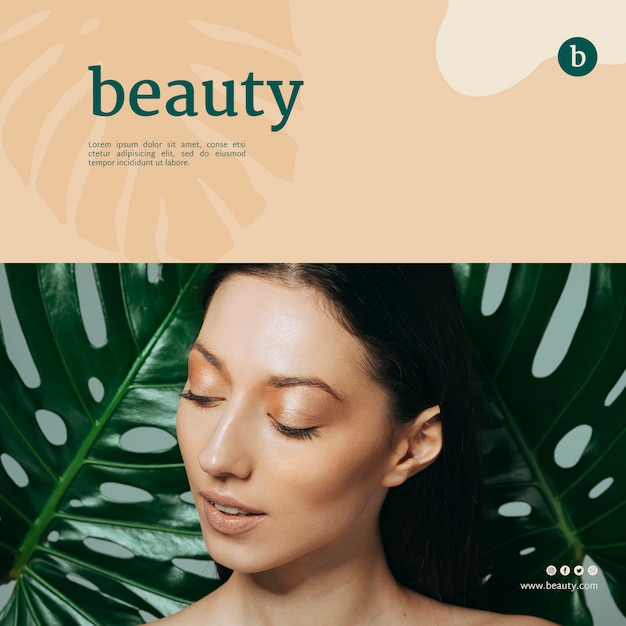 Beauty banner template with a woman