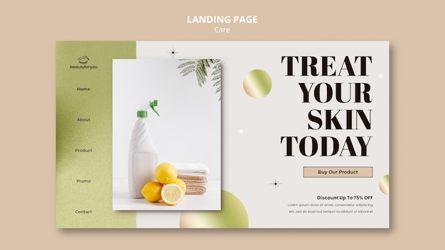 Beauty and care landing page design template