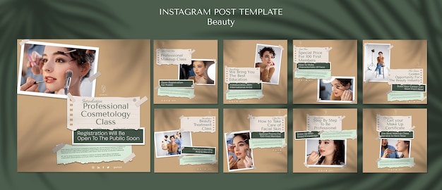 Classe di bellezza template di post su instagram