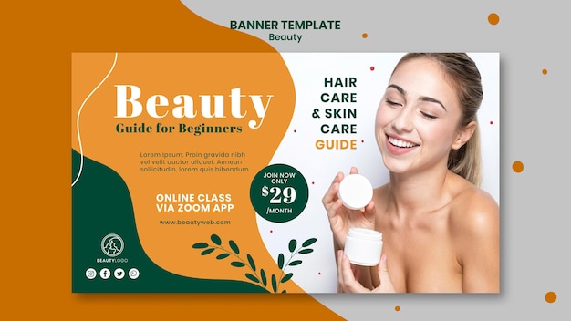 Free PSD beauty concept horizontal banner template